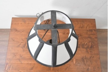 和製ヴィンテージ　柳沢木工所　金属フレーム×和紙張りの上品なテーブルランプ　(R-086976)