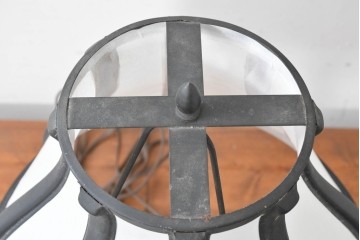 和製ヴィンテージ　柳沢木工所　金属フレーム×和紙張りの上品なテーブルランプ　(R-086976)