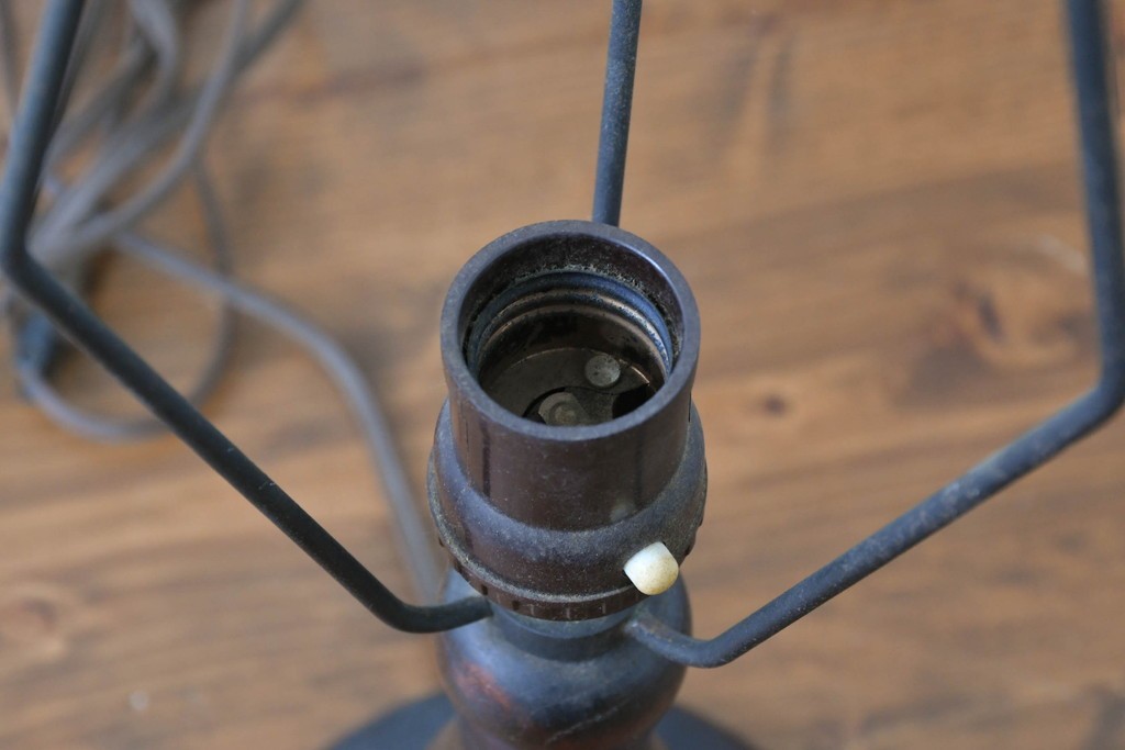 和製ヴィンテージ　柳沢木工所　金属フレーム×和紙張りの上品なテーブルランプ　(R-086976)