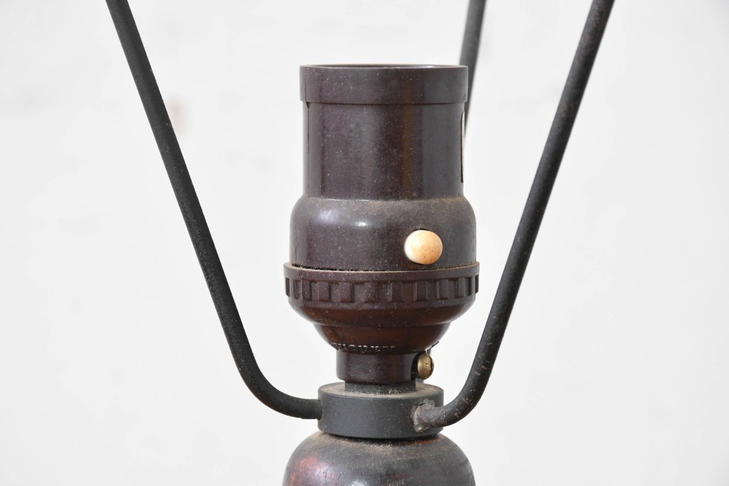 和製ヴィンテージ　柳沢木工所　金属フレーム×和紙張りの上品なテーブルランプ　(R-086976)