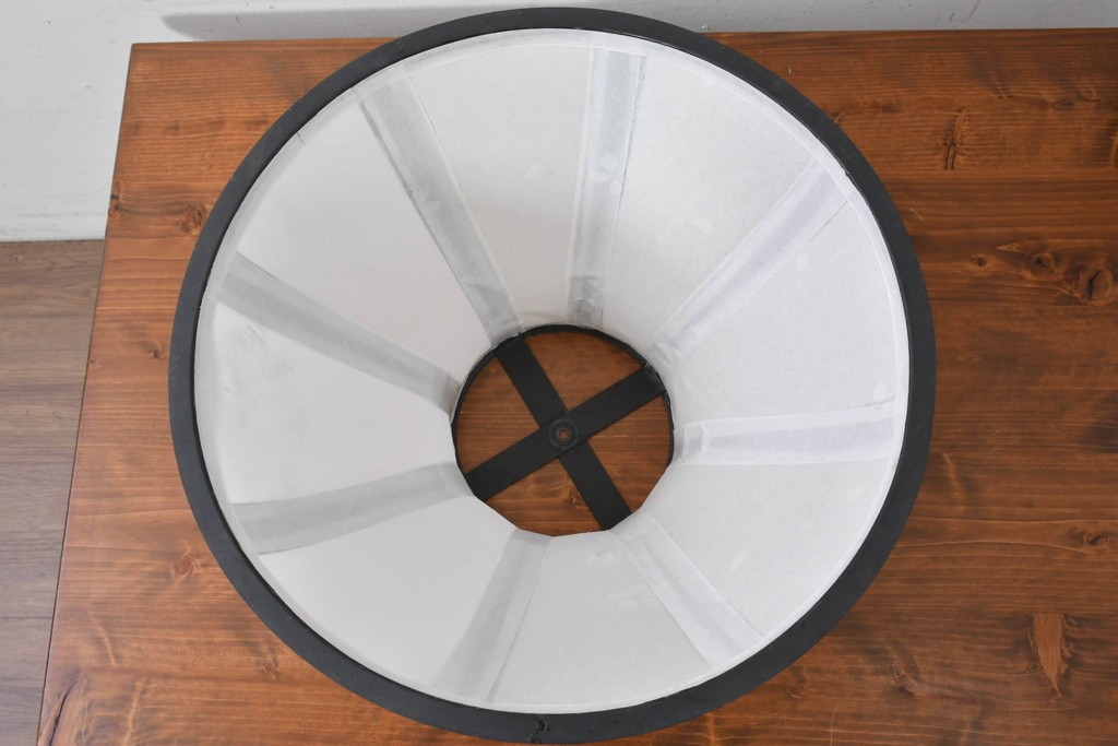 和製ヴィンテージ　柳沢木工所　金属フレーム×和紙張りの上品なテーブルランプ　(R-086976)