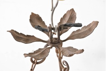 フランスアンティーク　Muller Freres Luneville(ミューラー兄弟)　溶かし込みガラスの優美な4灯シャンデリア　※補修あと有り　(R-086978)