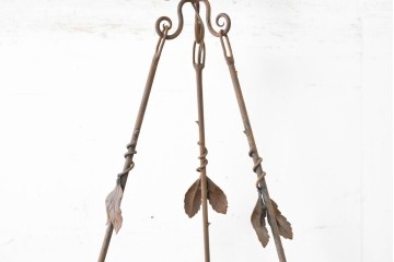 フランスアンティーク　Muller Freres Luneville(ミューラー兄弟)　溶かし込みガラスの優美な4灯シャンデリア　※補修あと有り　(R-086978)