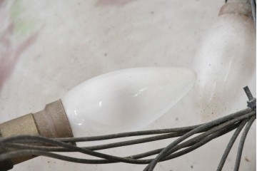 フランスアンティーク　Muller Freres Luneville(ミューラー兄弟)　溶かし込みガラスの優美な4灯シャンデリア　※補修あと有り　(R-086978)