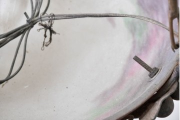 フランスアンティーク　Muller Freres Luneville(ミューラー兄弟)　溶かし込みガラスの優美な4灯シャンデリア　※補修あと有り　(R-086978)