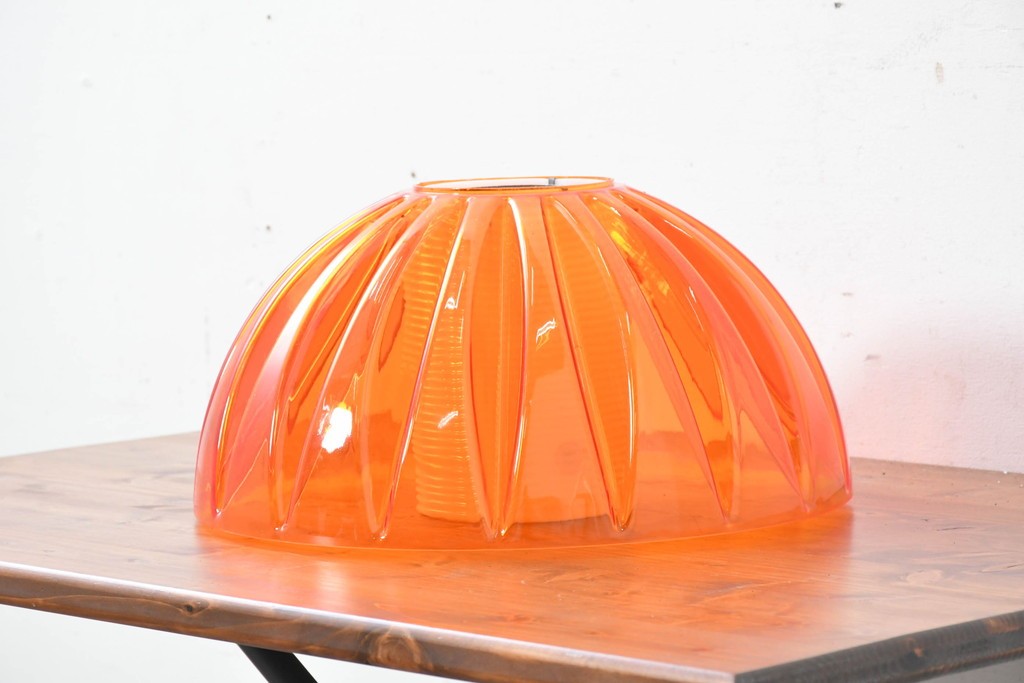《引っ掛けシーリング式ペンダントライト加工費込み》和製ヴィンテージ　ナショナル(National、松下電工)　昭和レトロ　オレンジ色のペンダントライト　外箱付き　(R-086996)