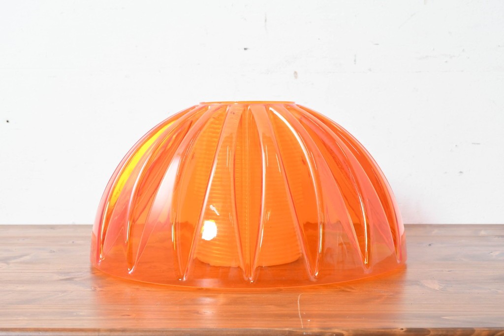 《引っ掛けシーリング式ペンダントライト加工費込み》和製ヴィンテージ　ナショナル(National、松下電工)　昭和レトロ　オレンジ色のペンダントライト　外箱付き　(R-086996)