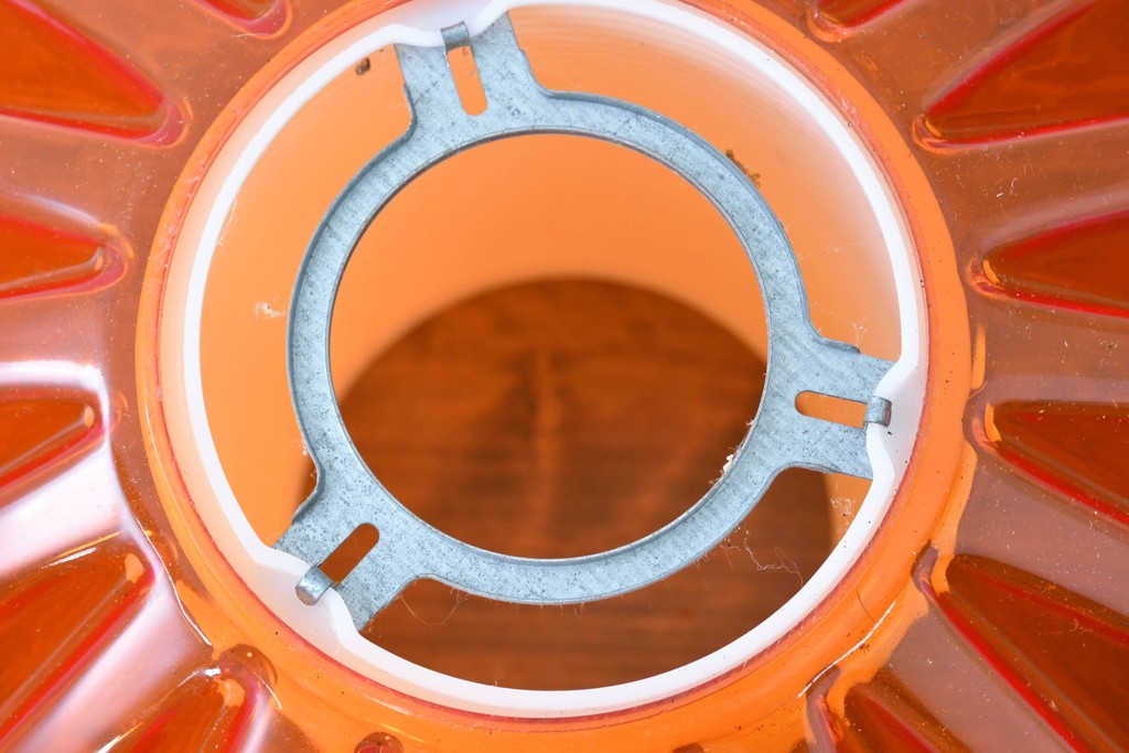 《引っ掛けシーリング式ペンダントライト加工費込み》和製ヴィンテージ　ナショナル(National、松下電工)　昭和レトロ　オレンジ色のペンダントライト　外箱付き　(R-086996)