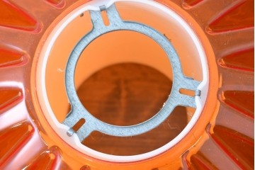 《引っ掛けシーリング式ペンダントライト加工費込み》和製ヴィンテージ　ナショナル(National、松下電工)　昭和レトロ　オレンジ色のペンダントライト　外箱付き　(R-086996)