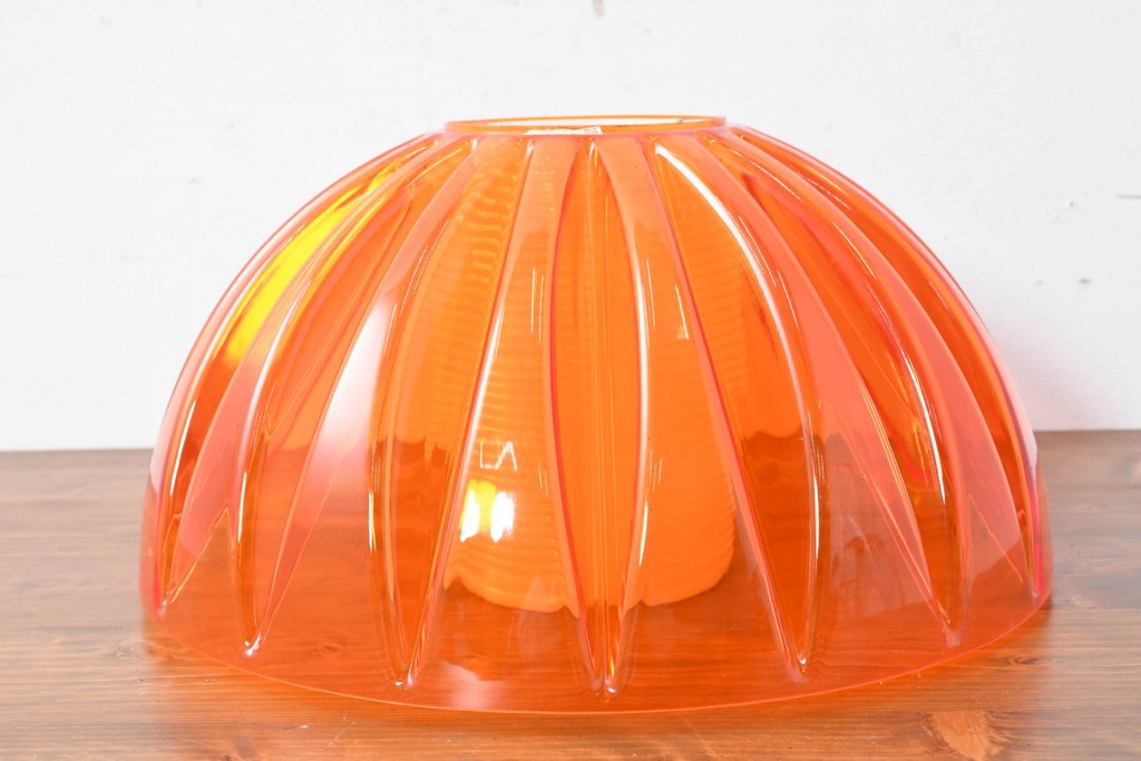 《引っ掛けシーリング式ペンダントライト加工費込み》和製ヴィンテージ　ナショナル(National、松下電工)　昭和レトロ　オレンジ色のペンダントライト　外箱付き　(R-086996)