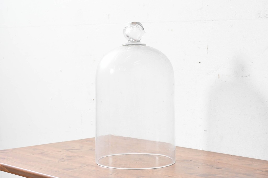 フランスアンティーク　取っ手がアクセントのガラスドーム　(R-086998)