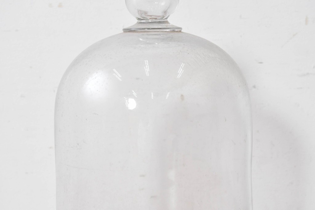 フランスアンティーク　取っ手がアクセントのガラスドーム　(R-086998)