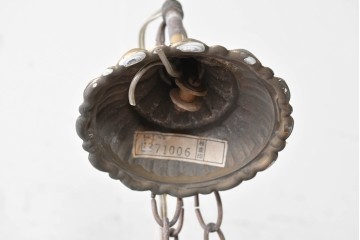 フランスアンティーク　Vianne(ヴィアンヌ)社　装飾ガラスシェードの3灯シャンデリア　(R-086999)