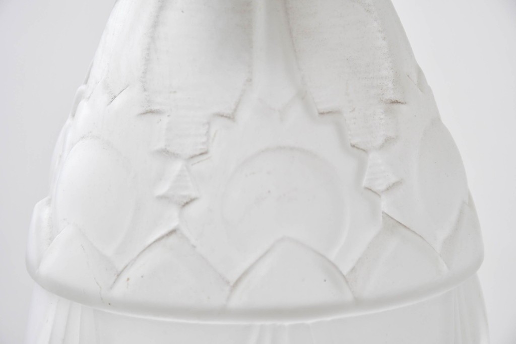 フランスアンティーク　Vianne(ヴィアンヌ)社　装飾ガラスシェードの3灯シャンデリア　(R-086999)