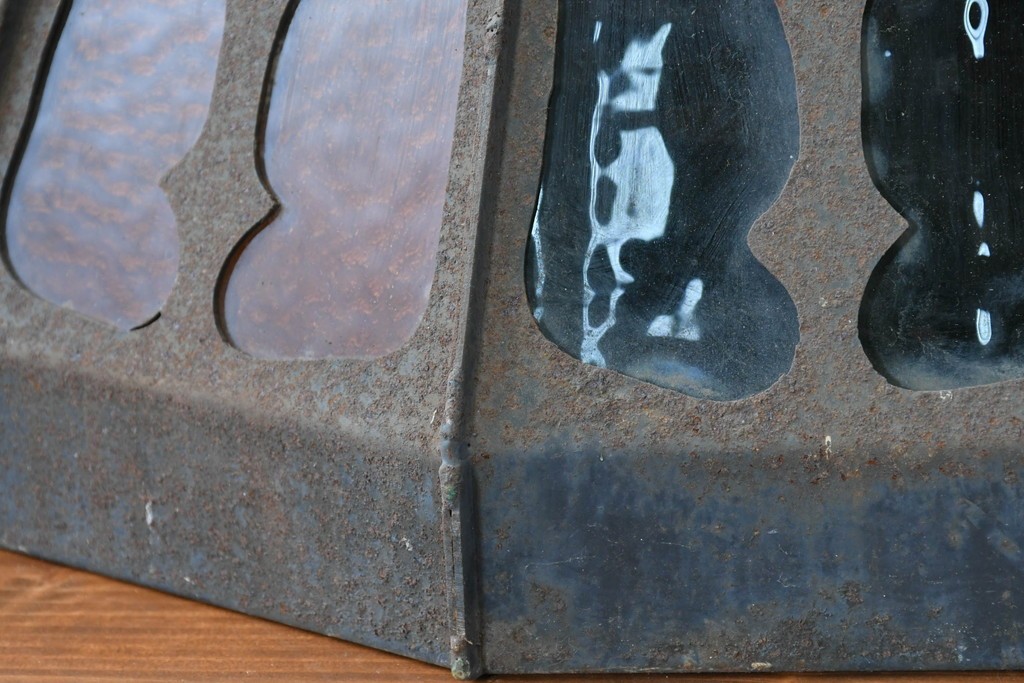 《直結式ペンダントライト加工費込み》　中古　金工職人　飯野歌之助作　ステンドグラスが彩るペンダントライト　(R-087001)