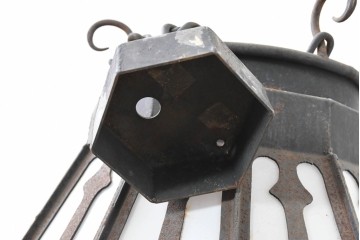 《直結式ペンダントライト加工費込み》　中古　金工職人　飯野歌之助作　ステンドグラスが彩るペンダントライト　(R-087001)