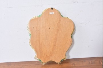 中古　イタリア製　ムラノガラス(ムラーノガラス)　ヴェネチアンガラス　フラワーモチーフが目を惹くウォールミラー　(R-087004)