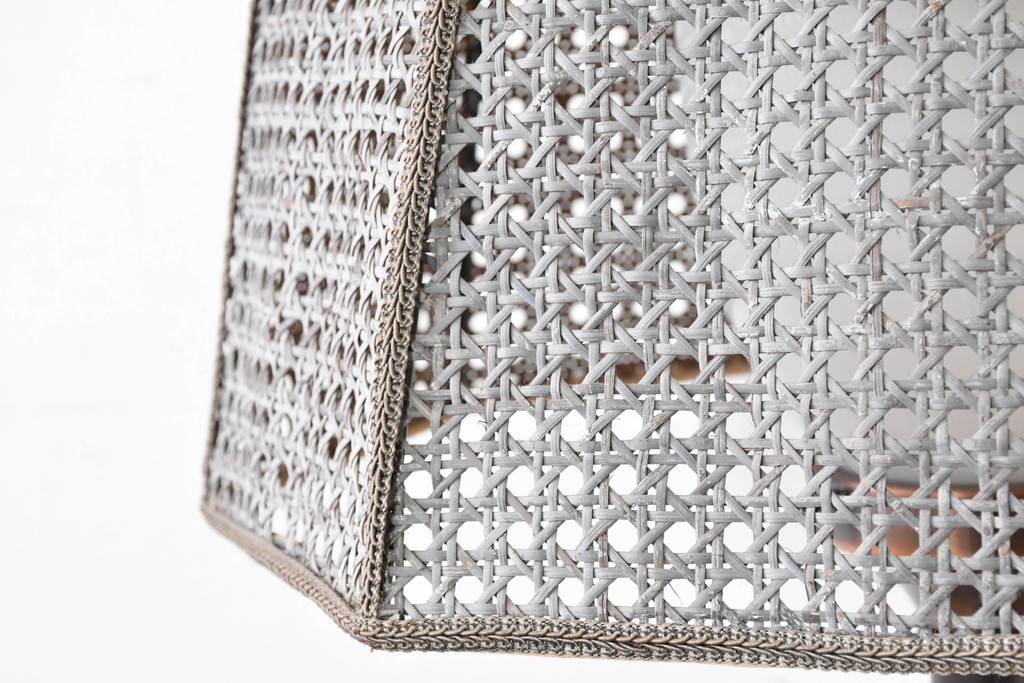 和製ヴィンテージ　希少デザイン　編み込みシェードが印象的なフロアスタンド　(R-087008)