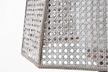 和製ヴィンテージ　希少デザイン　編み込みシェードが印象的なフロアスタンド　(R-087008)