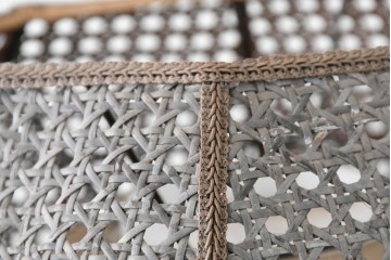 和製ヴィンテージ　希少デザイン　編み込みシェードが印象的なフロアスタンド　(R-087008)