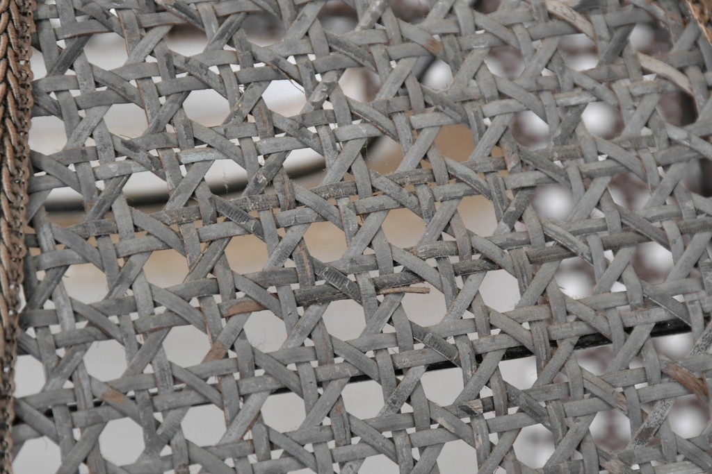 和製ヴィンテージ　希少デザイン　編み込みシェードが印象的なフロアスタンド　(R-087008)