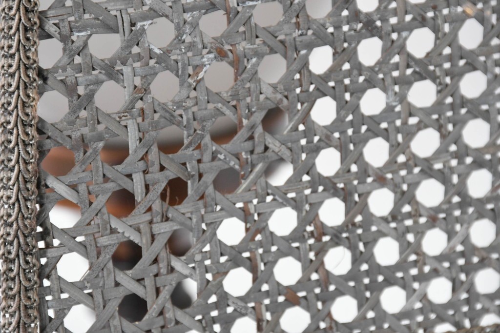 和製ヴィンテージ　希少デザイン　編み込みシェードが印象的なフロアスタンド　(R-087008)