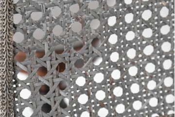 和製ヴィンテージ　希少デザイン　編み込みシェードが印象的なフロアスタンド　(R-087008)