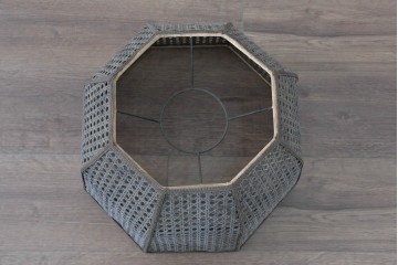 和製ヴィンテージ　希少デザイン　編み込みシェードが印象的なフロアスタンド　(R-087008)