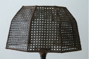和製ヴィンテージ　希少デザイン　編み込みシェードが印象的なフロアスタンド　(R-087008)