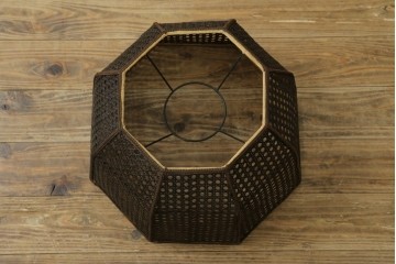 和製ヴィンテージ　希少デザイン　編み込みシェードが印象的なフロアスタンド　(R-087008)