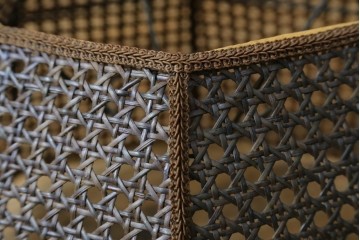 和製ヴィンテージ　希少デザイン　編み込みシェードが印象的なフロアスタンド　(R-087008)