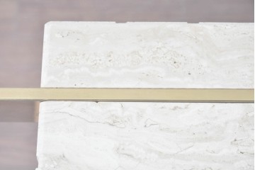 中古　イタリア高級家具ブランド　Artedi(アルディ)　石材ベースと十字フレームが特徴的なガラストップローテーブル　(R-087011)