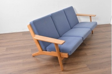 デンマークヴィンテージ　希少!!　GETAMA(ゲタマ)　ILLUMS BOLIGHUS(イルムス・ボリフス)　HAKUHAN MOKUZAI(白半木材)　Hans J. Wegner(ハンス・J・ウェグナー)　GE290　3人掛けソファ　(R-087012)