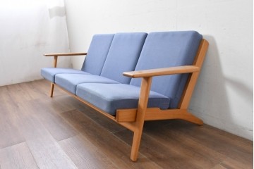 デンマークヴィンテージ　希少!!　GETAMA(ゲタマ)　ILLUMS BOLIGHUS(イルムス・ボリフス)　HAKUHAN MOKUZAI(白半木材)　Hans J. Wegner(ハンス・J・ウェグナー)　GE290　3人掛けソファ　(R-087012)
