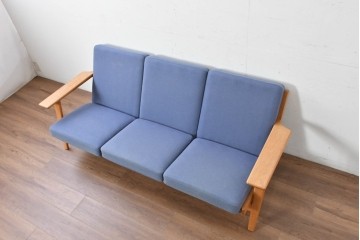 デンマークヴィンテージ　希少!!　GETAMA(ゲタマ)　ILLUMS BOLIGHUS(イルムス・ボリフス)　HAKUHAN MOKUZAI(白半木材)　Hans J. Wegner(ハンス・J・ウェグナー)　GE290　3人掛けソファ　(R-087012)