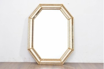 イタリアヴィンテージ　八角形デザインのウォールミラー　(R-087013)