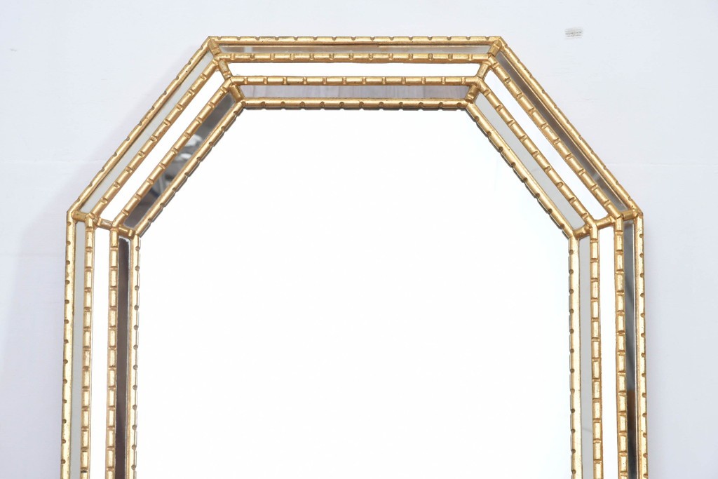 イタリアヴィンテージ　八角形デザインのウォールミラー　(R-087013)