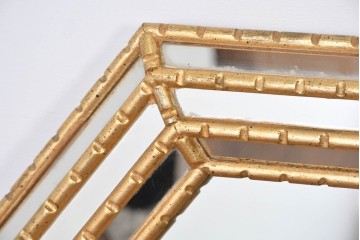 イタリアヴィンテージ　八角形デザインのウォールミラー　(R-087013)