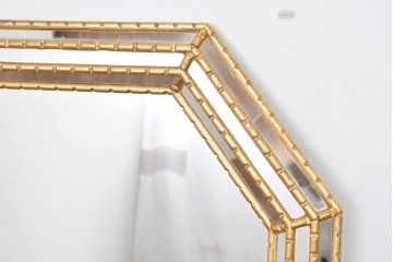 イタリアヴィンテージ　八角形デザインのウォールミラー　(R-087013)