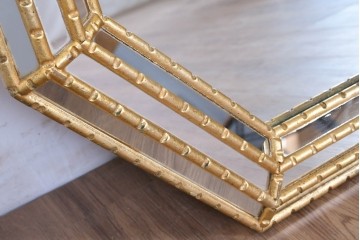 イタリアヴィンテージ　八角形デザインのウォールミラー　(R-087013)