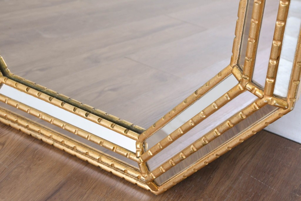 イタリアヴィンテージ　八角形デザインのウォールミラー　(R-087013)