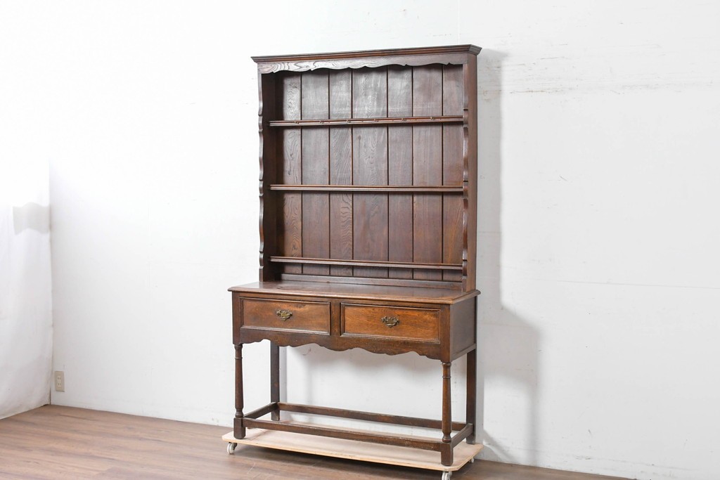 イギリスアンティーク　オーク材　引き出し付きカップボード　(R-087014)