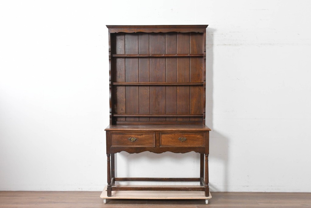 イギリスアンティーク　オーク材　引き出し付きカップボード　(R-087014)