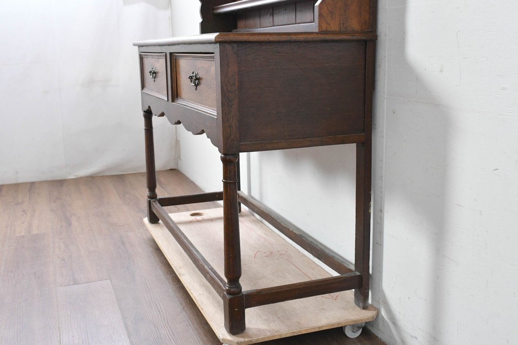 イギリスアンティーク　オーク材　引き出し付きカップボード　(R-087014)