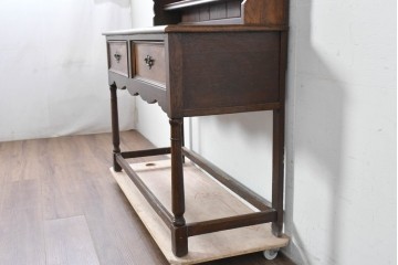 イギリスアンティーク　オーク材　引き出し付きカップボード　(R-087014)