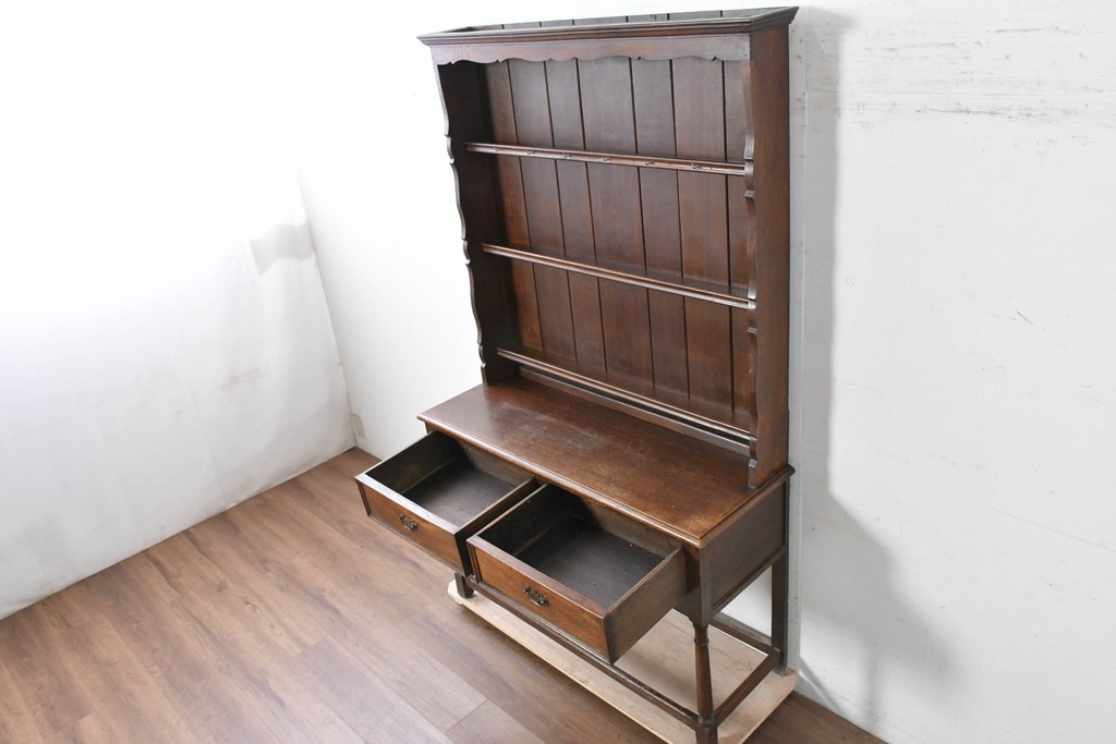 イギリスアンティーク　オーク材　引き出し付きカップボード　(R-087014)