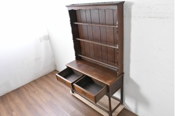 イギリスアンティーク　オーク材　引き出し付きカップボード　(R-087014)