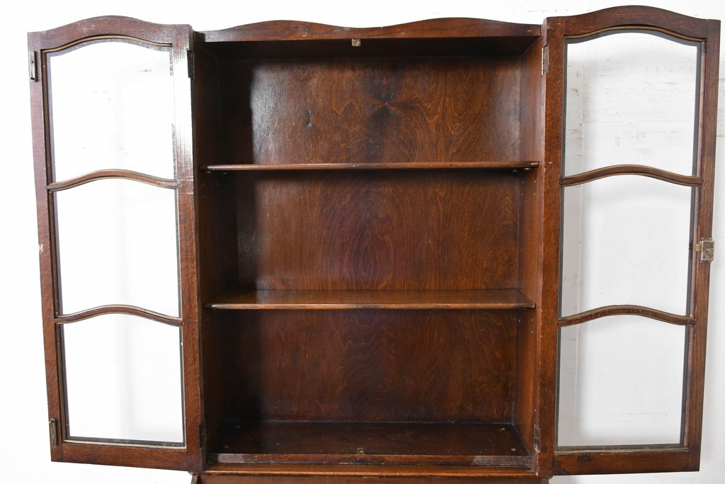 イギリスアンティーク　オーク材　小振りなビューローブックケース　(R-087015)