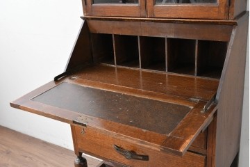 イギリスアンティーク　オーク材　小振りなビューローブックケース　(R-087015)