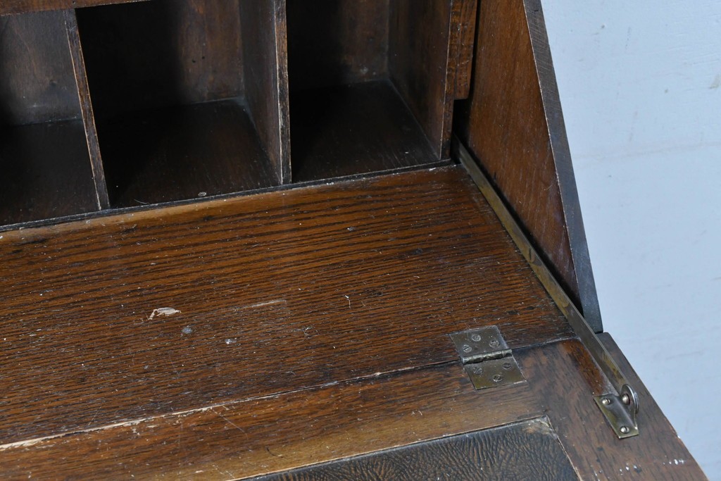 イギリスアンティーク　オーク材　小振りなビューローブックケース　(R-087015)